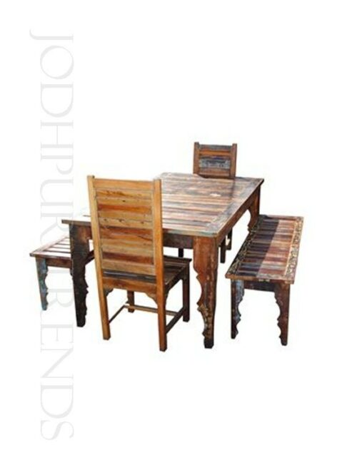 Classic Reclaimed Dining Set | Restaurant Tables With Chairs