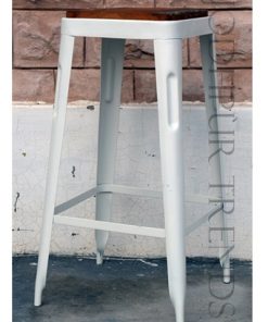 Tall Bar Stool in White Distress Finish | White Cafe Furniture