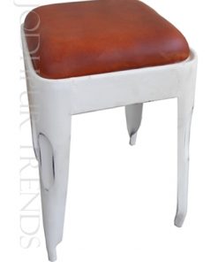 Leather Stool in White | Fast Food Furniture