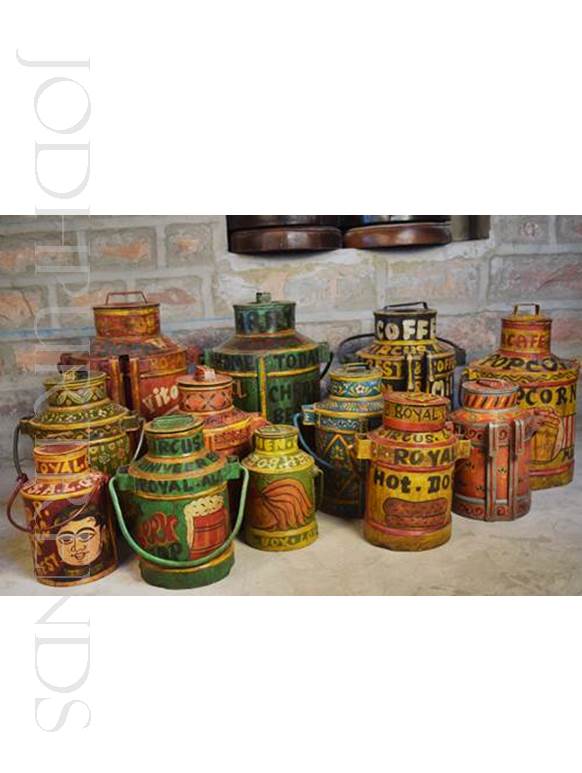 Painted Milkcan Accents | Hand Painted Indian Furniture