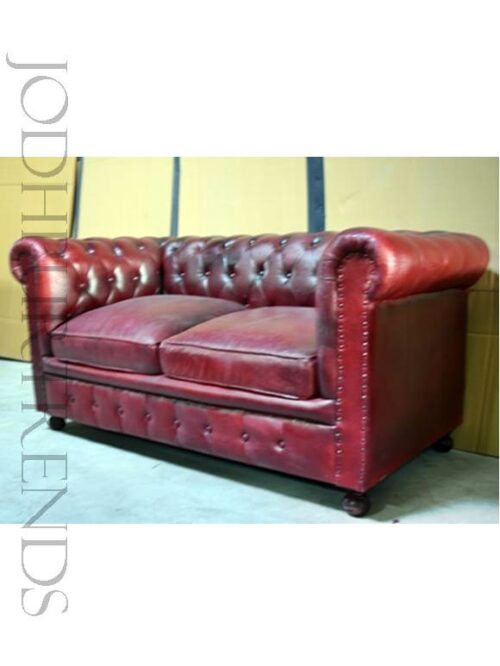 Leather Chesterfield Two-Seater Sofa | Leather Sofa Furniture