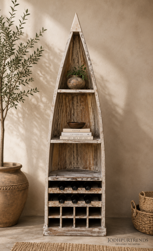 Reclaimed Wood Boat Bookcase image 3 at jodhpurtrends.in