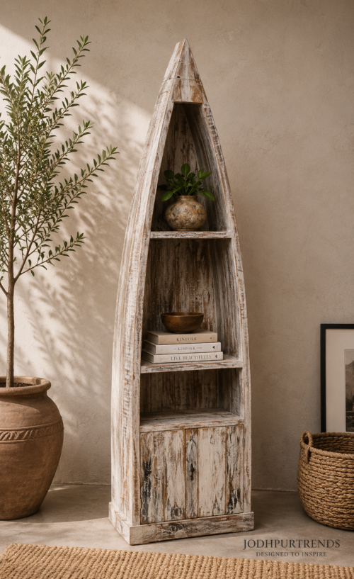 Reclaimed Wood Boat Bookcase image 4 at jodhpurtrends.in