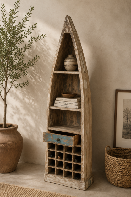 Reclaimed Wood Boat Bookcase image 5 at jodhpurtrends.in