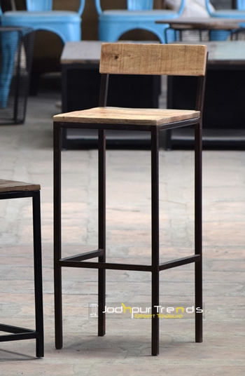 Wood & Leather Bar Chair | Wooden Bar Stools Online