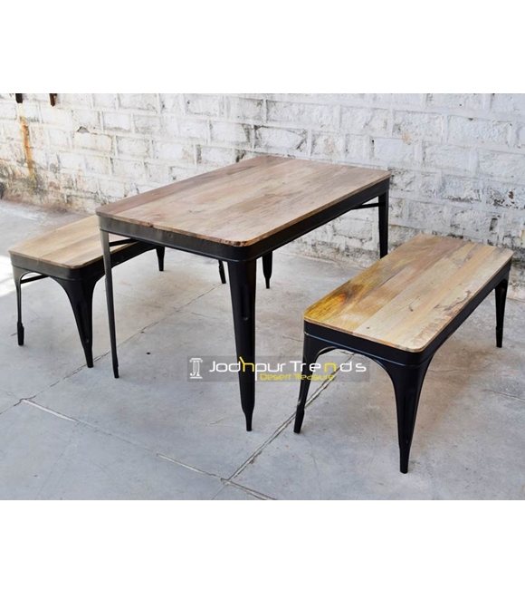 Industrial Restaurant Furniture Table Bench Set Food Court Industrial Furniture