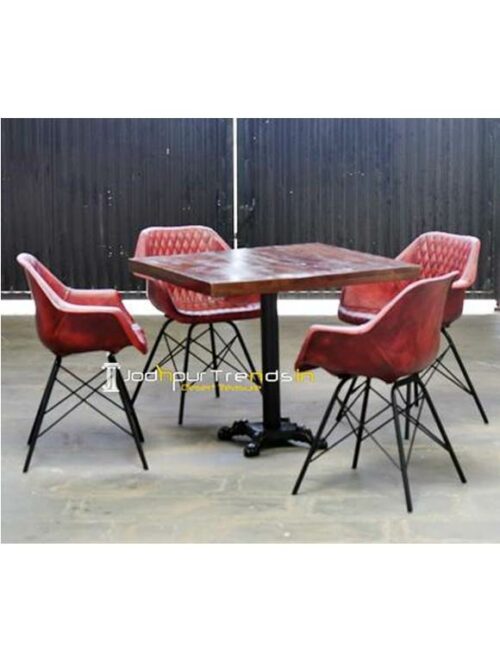 Iron Chair Table Set Leather Restaurant Table Set  Contract Furniture Suppliers