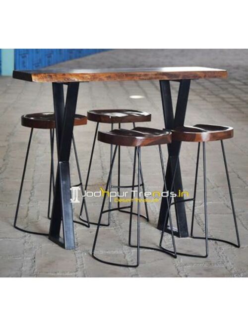 Live Edge Bar Table High Table Set Cafe Furniture Wholesale