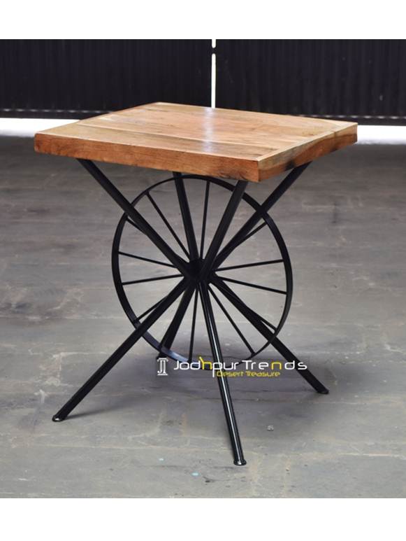 Acacia Wheel Table Bistro Furniture