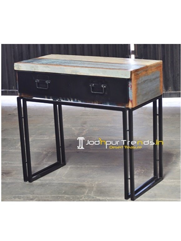 Compact Study Table Reclaimed Boat Wood Furniture