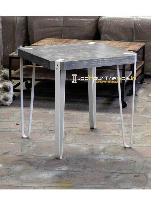 Distress Square Table Industrial Dining Table