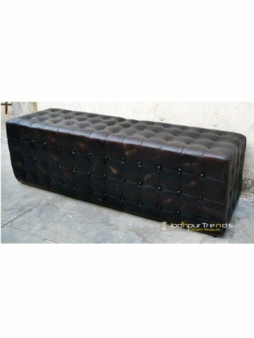 Genuine Handmade Leather Footstool Ottoman