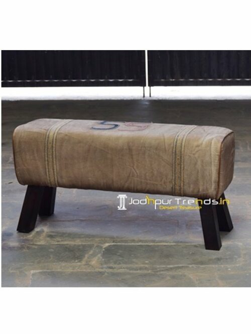 Hand Crafted Canvas Leather Zym Stool