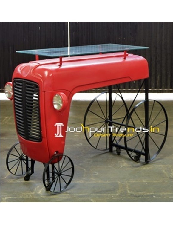 Tractor Wheel Outdoor Glass Bar Table