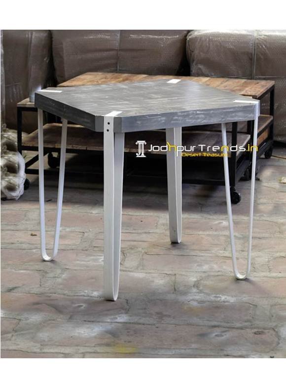 Distress Square Industrial Dining Table