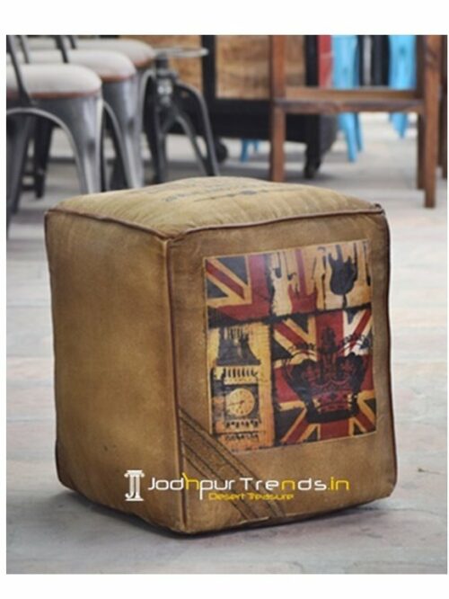 Flag Design Pouf Cafeteria Chairs Online