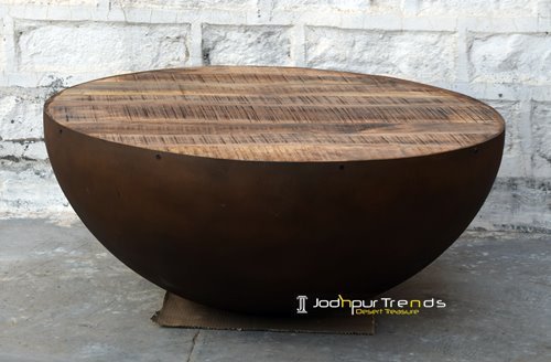 Rustic Iron Half Round Center Table Furniture Design