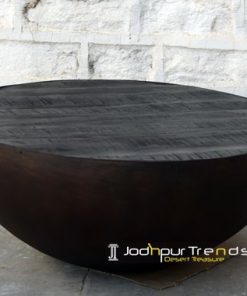 Black Walnut Finish Metal Half Round Table Furniture