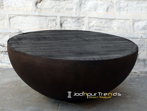 Black Walnut Finish Metal Half Round Table Furniture