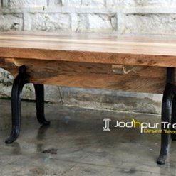 Cast Iron Solid Finish Mango Wood Center Table Furniture
