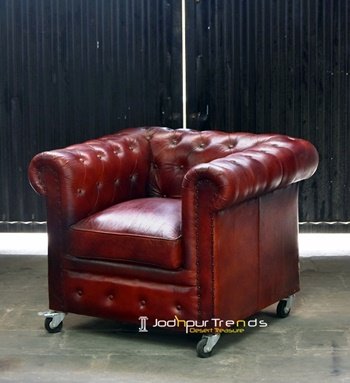 Modern Chesterfield Leather Single Seater Sofa