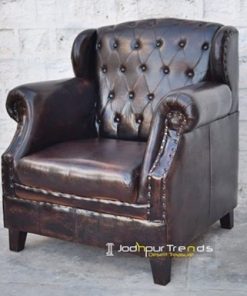 Wing Back Tufted Jodhpur Leather Sofa Maker