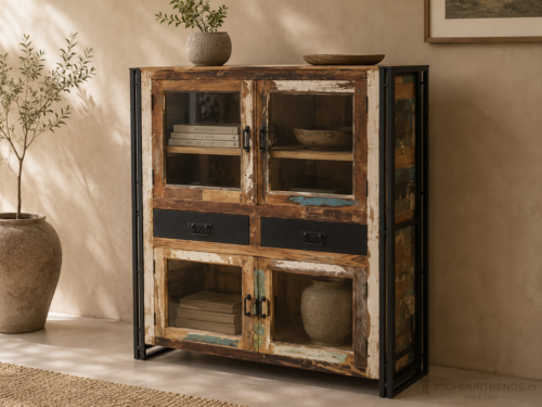 Indian Reclaimed Wood Display Unit Furniture at jodhpurtrends.in