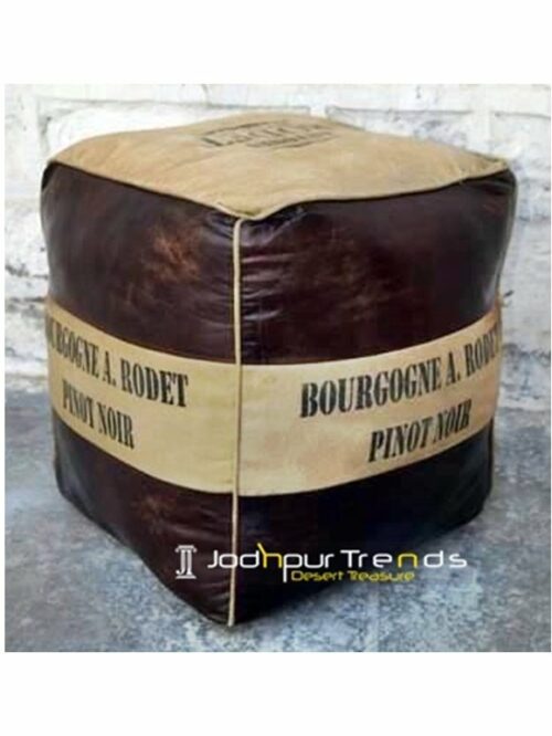 Leather Canvas Pouf Cafe Style Furniture