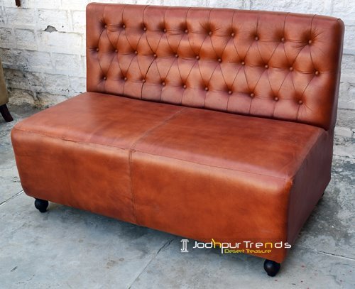Two Seater Original Leather Sofa Design for Restaurant