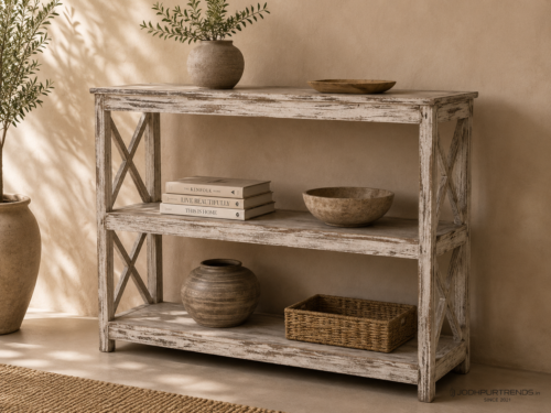 Old White Distress Open Display Rack Furniture at jodhpurtrends.in