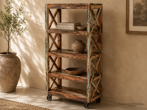 Reclaimed Wood Old Zigzag Pattern Display Unit at jodhpurtrends.in