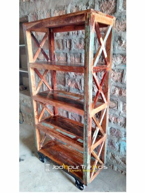 Reclaimed Wood Old Zigzag Pattern Display Unit