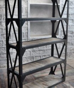 Cross Pattern Indian Industrial Bookcase Unit