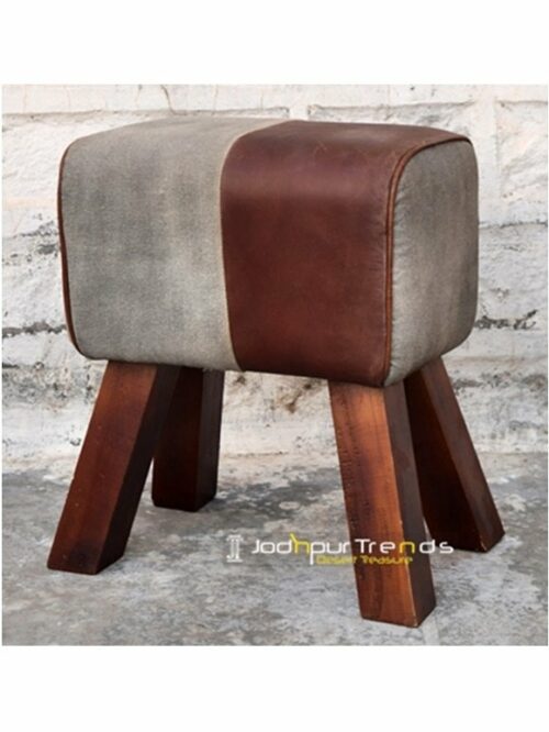Canvas Leather Commercial Use Pouf Footstool