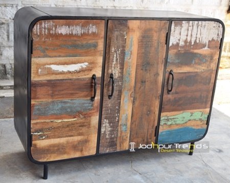Jodhpur Handcrafted Metal Solid Wood Cabinet