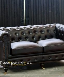 Dark Brown Indian Chesterfield Leather Supplier Sofa