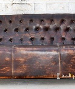 Raw Distress Genuine Leather Restaurant Sofa