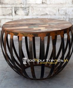 Rustic Round Reclaimed Coffee Table Furniture