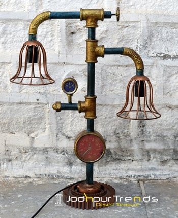 Hand Crafted Industrial Pipe Design Table Lamp