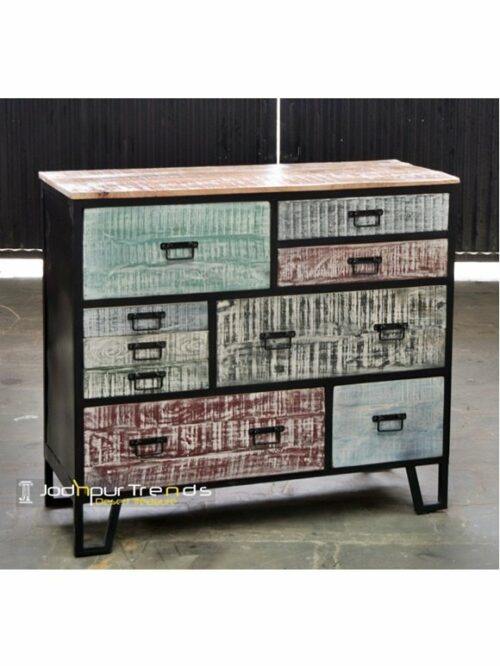 Distress Painted Country Side Drawer Chest