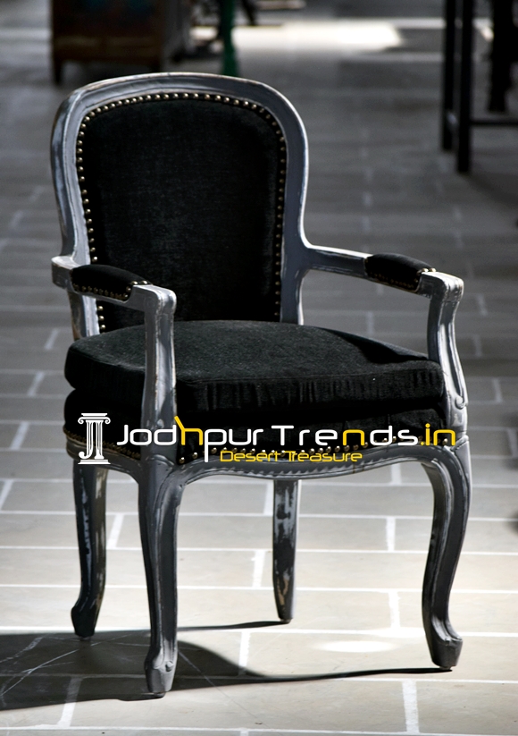 French Design Inspire Grey Shade Distress Accent Chair