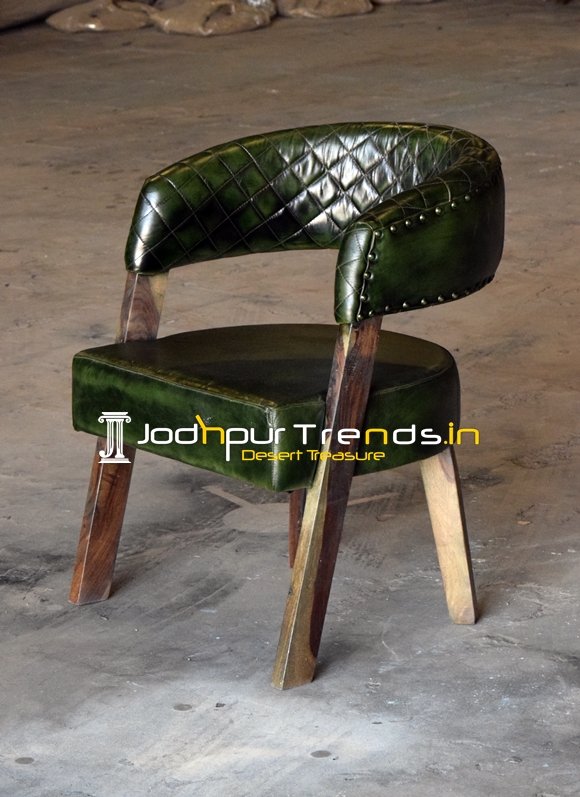 Genuine Leather Green Shade Fine Dine Chair