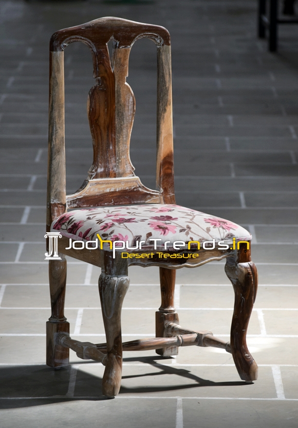 Indian Rosewood Hand Carved Upholstered Chair