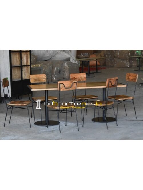 Iron Wooden Combo Industrial Style Dining Set