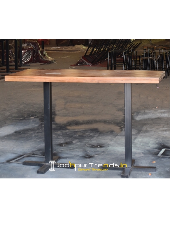 Metal Base Solid Wood Foldable Pub Table