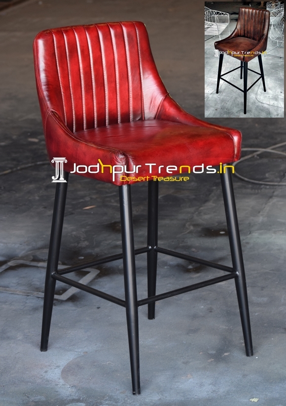 Pure Leather Metal Frame Brewery Chair Design