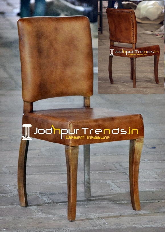 Pure Leather Wooden Frame Fine Dine Chair