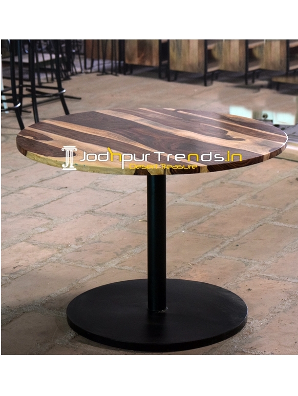 Round Base Metal Design Indian Rosewood Folding Table