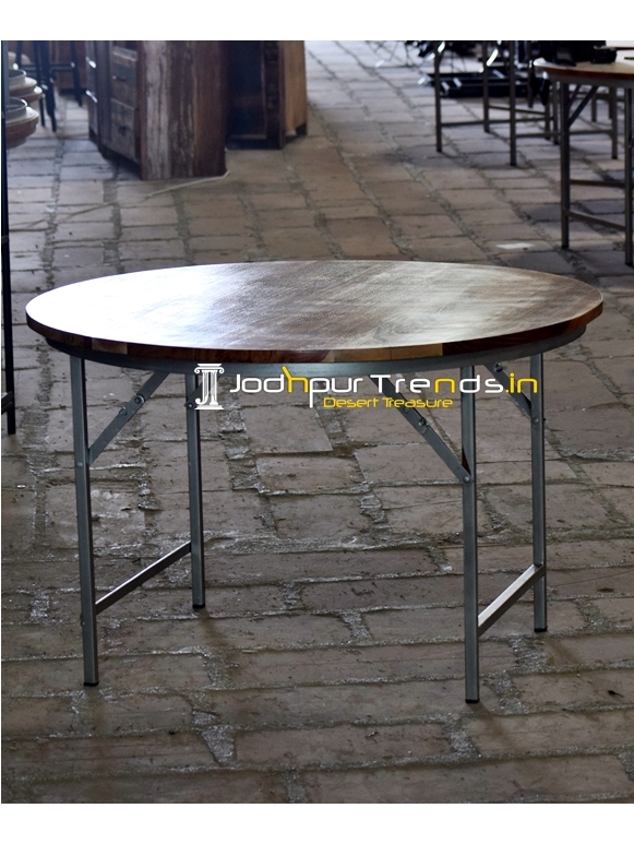 Solid Metal Indian Wood Folding Banquet Table