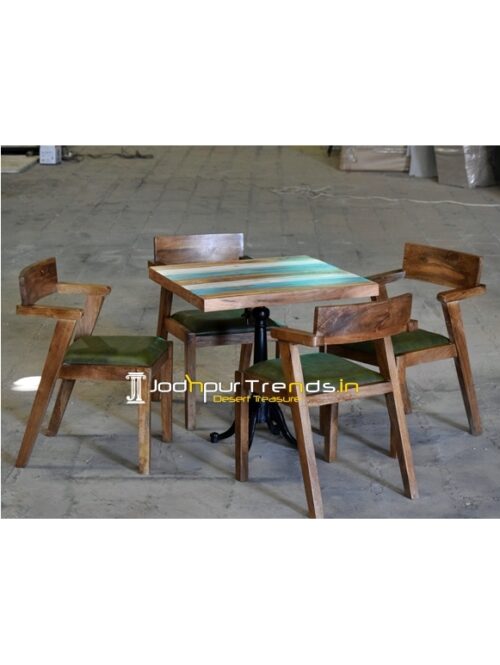 Solid Wood Casting Folding Table Four Seater Set